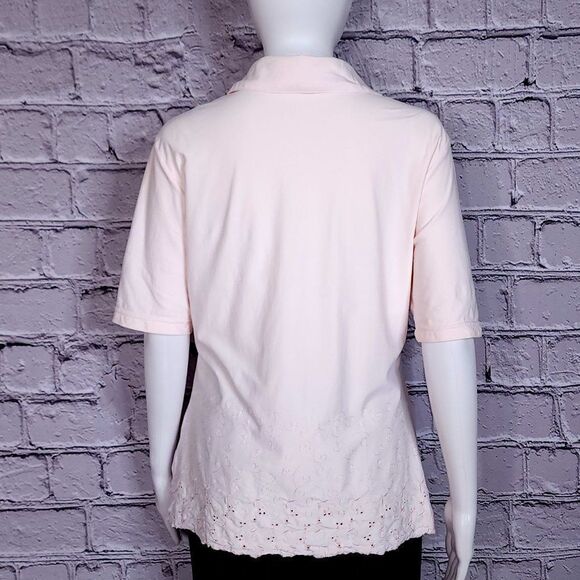MCM Vintage Pink Polo with Eyelet Hem, Women's Medium - Picture 3 of 12
